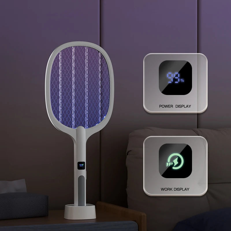 Electric Fly Swatter & Mosquito Trap Lamp – Handheld, Rechargeable, Safe Insect Killer for Home, Office, Patio & Camping