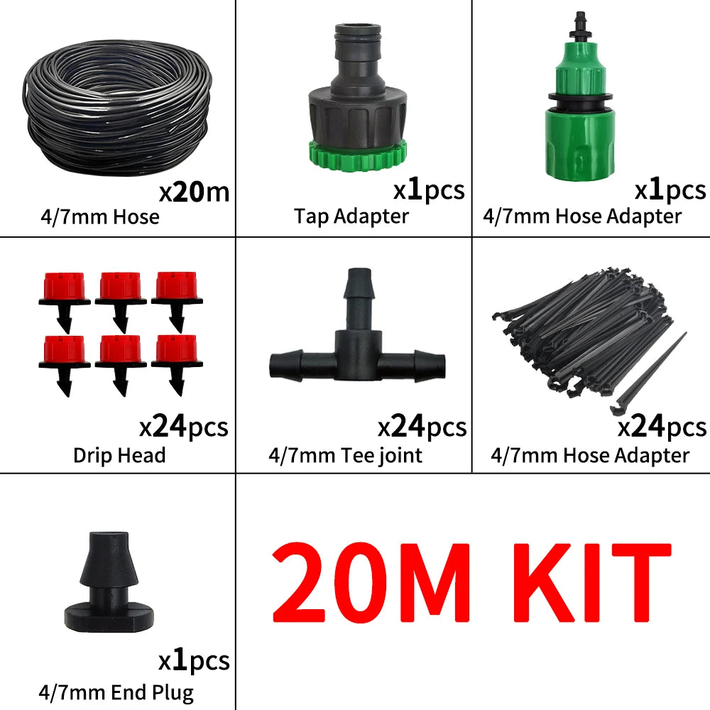 Portable Micro Drip Irrigation System – Automatic Garden Watering Kit with Adjustable Drippers & Misting Hose