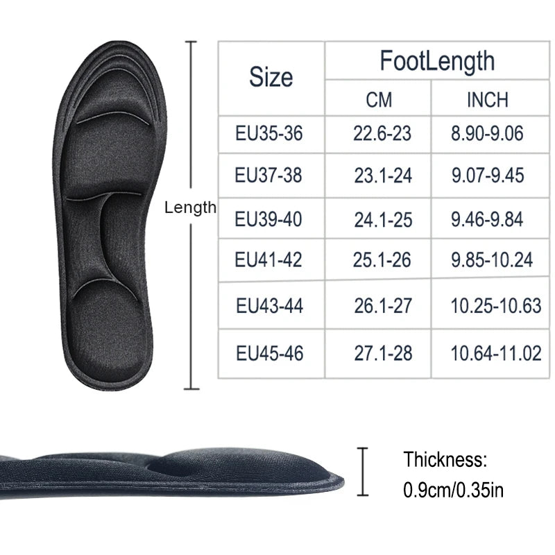 5D Memory Foam Orthopedic Insoles – Breathable Cushion Shoe Inserts for Running, Sport & All-Day Comfort | Shock-Absorbing Arch Support for Men & Women