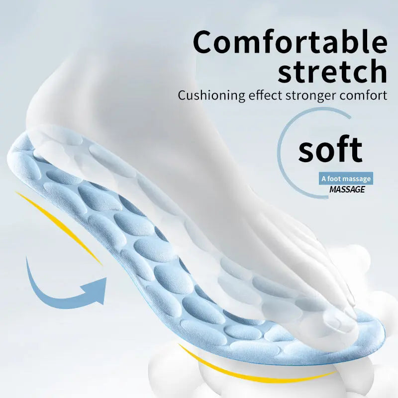 4D CloudTech Sports Insoles – Soft PU Shock-Absorbing Orthopedic Inserts for Running & Everyday Comfort | Breathable Cushion Sole for Men & Women