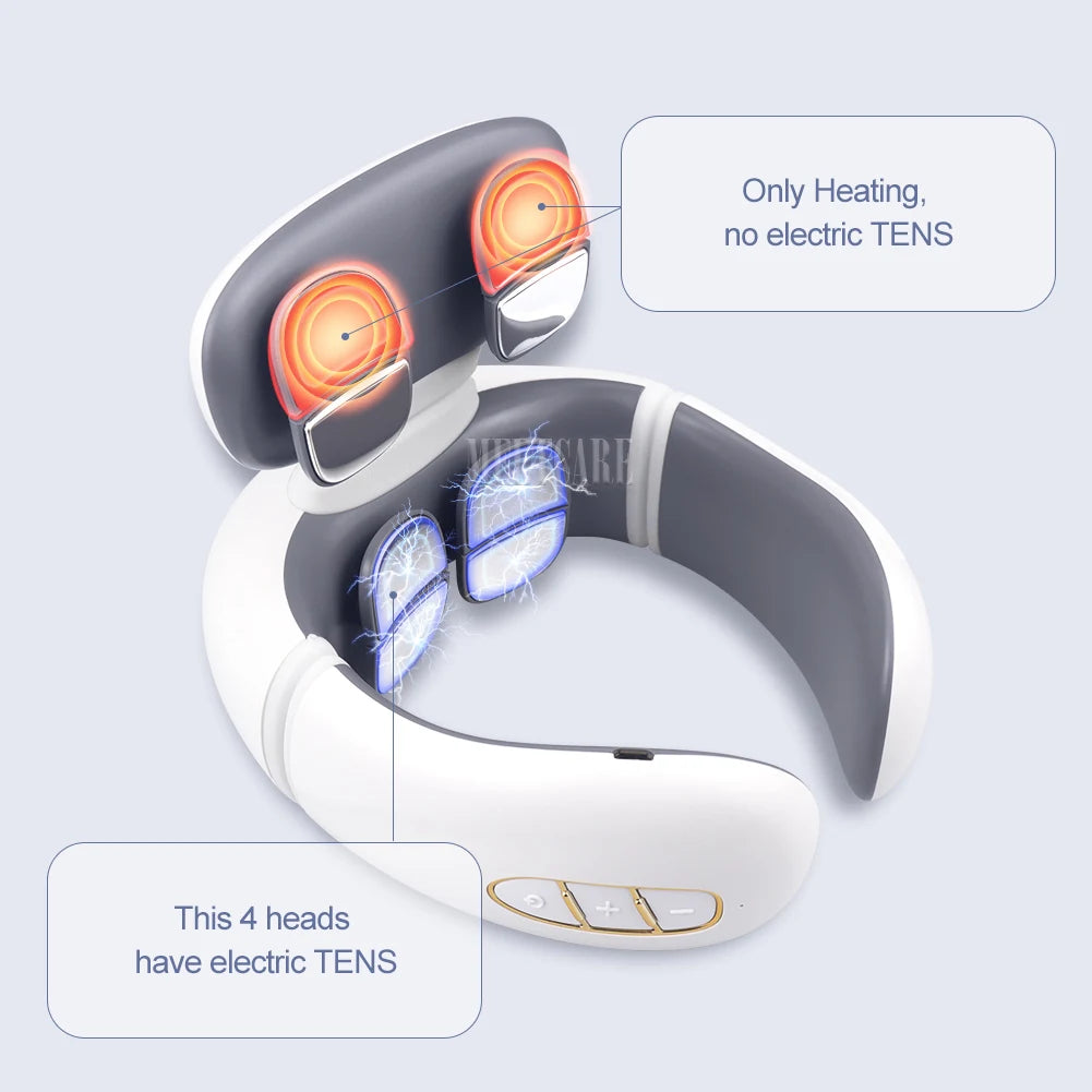 Smart Wireless Back & Neck Massager with Heating & TENS Pulse – Cervical Muscle Pain Relief & Shoulder Health Care