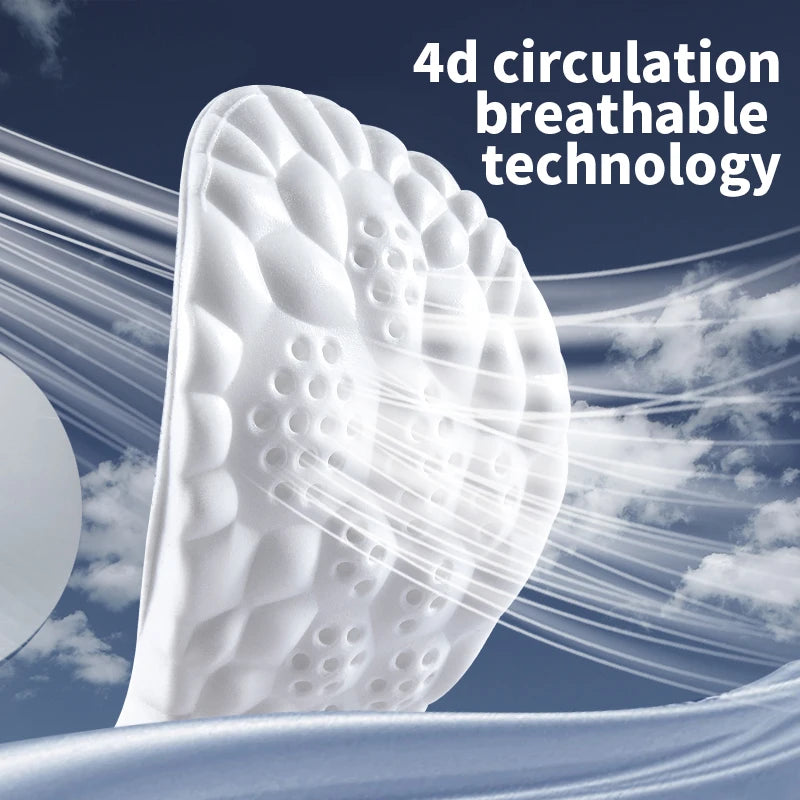 4D CloudTech Sports Insoles – Soft PU Shock-Absorbing Orthopedic Inserts for Running & Everyday Comfort | Breathable Cushion Sole for Men & Women