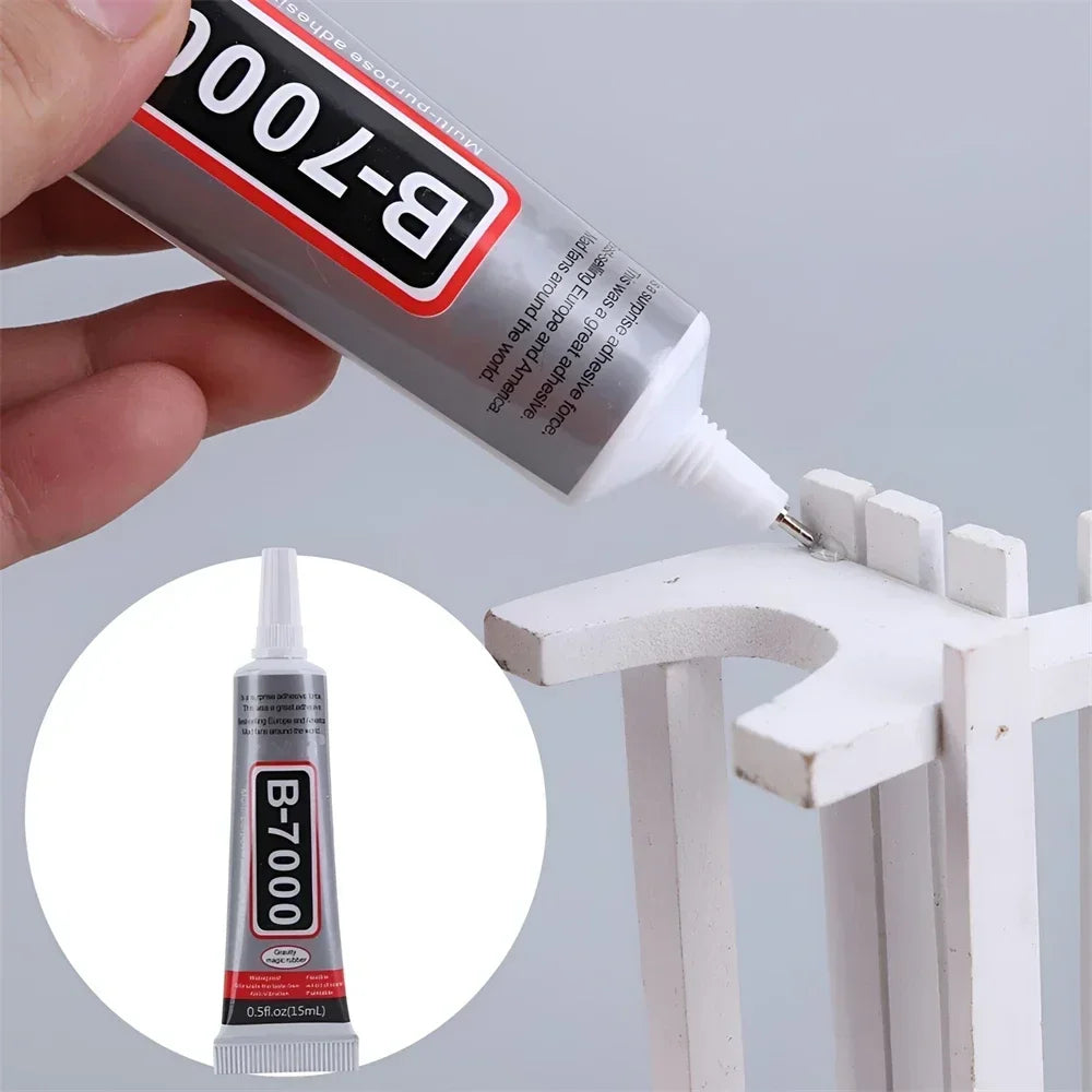 B‑7000 Clear Contact Adhesive – Universal DIY Repair Glue & T7000 Precision‑Tip Applicator for Glass & Plastic Bonding