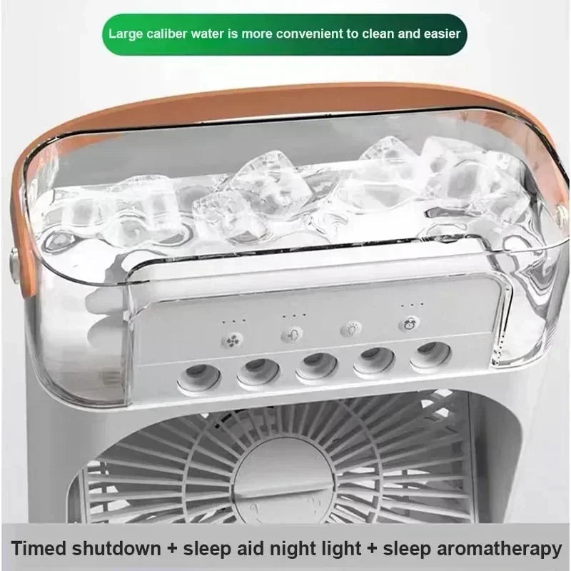 3-in-1 Portable Air Cooler, Humidifier & LED Night Light – Mini Air Conditioner Fan for Home & Office Use