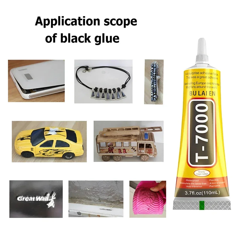 B‑7000 Clear Contact Adhesive – Universal DIY Repair Glue & T7000 Precision‑Tip Applicator for Glass & Plastic Bonding