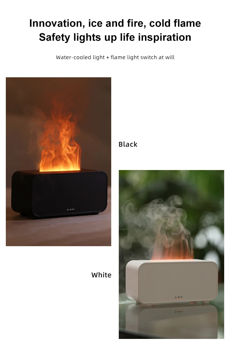 KINSCOTER Colorful Flame Aroma Diffuser & Air Humidifier – Ultrasonic Cool Mist with Timer