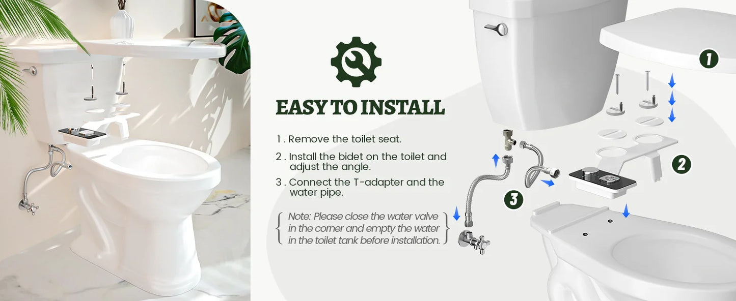 SAMODRA Bidet Attachment – Non-Electric Cold Water Toilet Sprayer with Adjustable Pressure & Retractable Self-Cleaning Nozzle