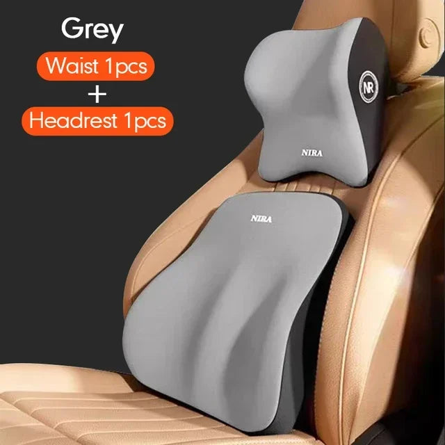 Memory Foam Car Headrest & Lumbar Support Cushion – Universal Back & Neck Pillow for Comfort and Posture