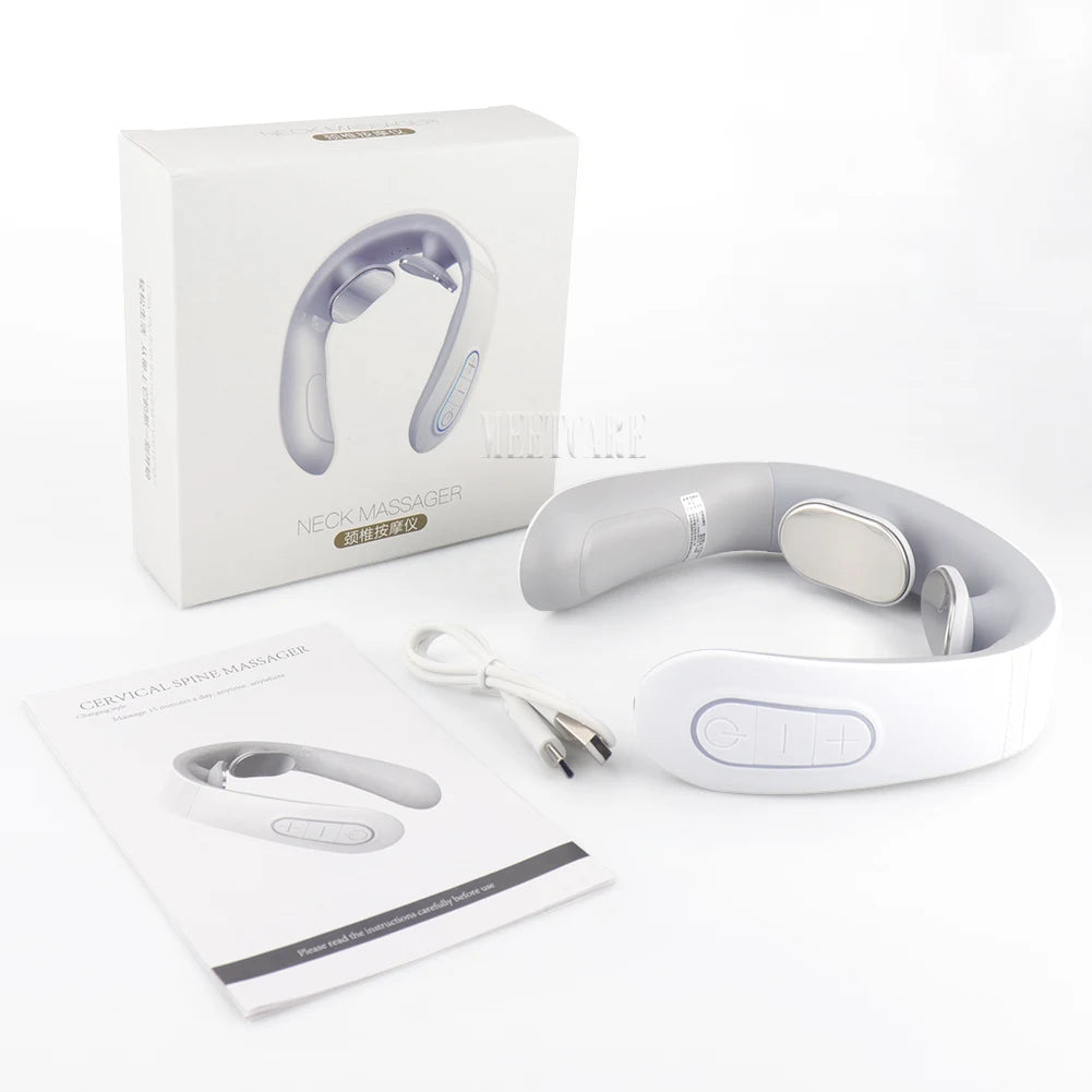 Smart Wireless Back & Neck Massager with Heating & TENS Pulse – Cervical Muscle Pain Relief & Shoulder Health Care