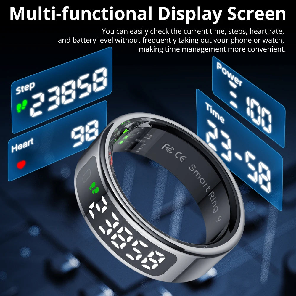 COLMI R12 Smart Ring – Touch Screen, Wireless Charging & Health Tracker, 5ATM Waterproof for Men & Women