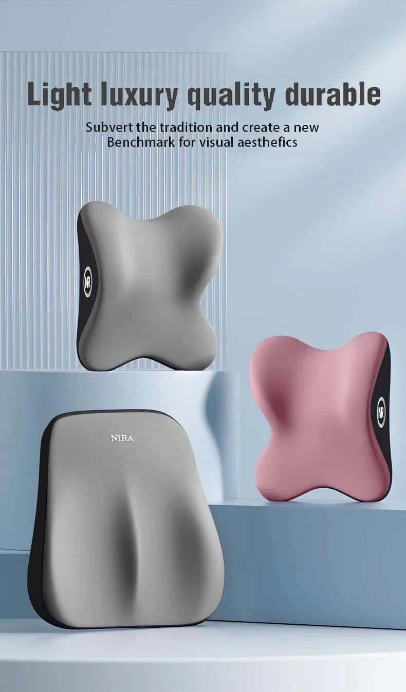 Memory Foam Car Headrest & Lumbar Support Cushion – Universal Back & Neck Pillow for Comfort and Posture