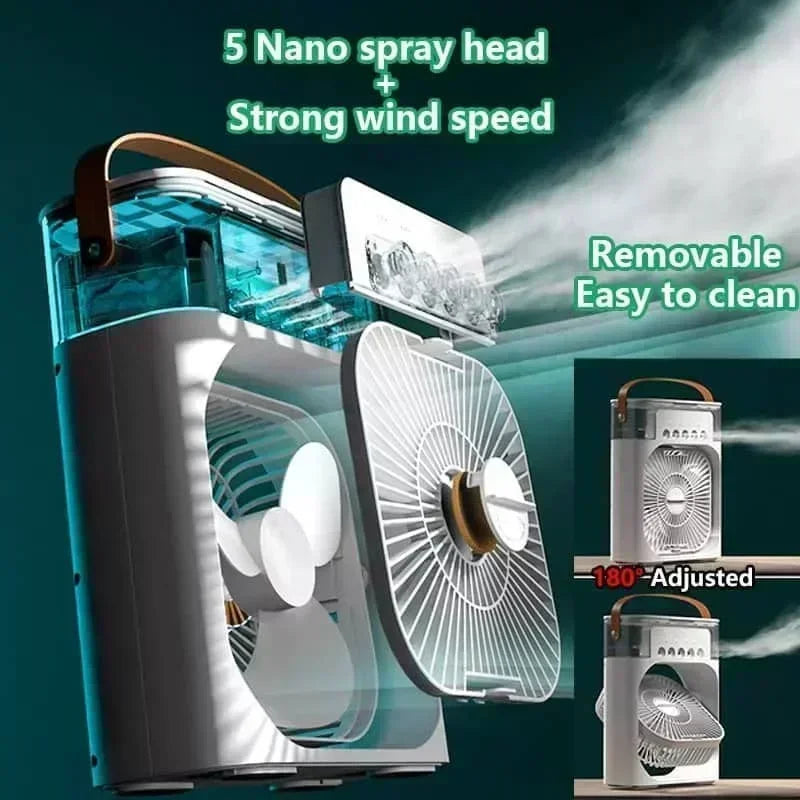 3-in-1 Portable Air Cooler, Humidifier & LED Night Light – Mini Air Conditioner Fan for Home & Office Use