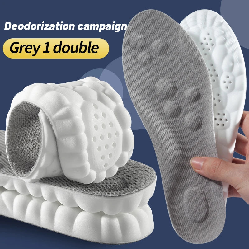 4D CloudTech Sports Insoles – Soft PU Shock-Absorbing Orthopedic Inserts for Running & Everyday Comfort | Breathable Cushion Sole for Men & Women