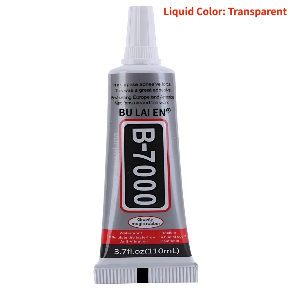 B‑7000 Clear Contact Adhesive – Universal DIY Repair Glue & T7000 Precision‑Tip Applicator for Glass & Plastic Bonding