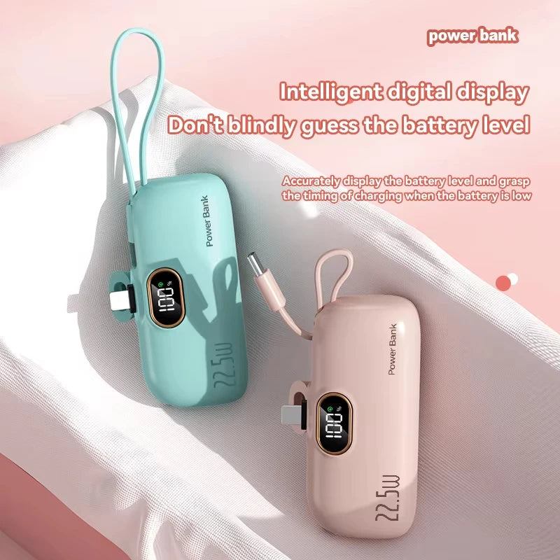 Mini Capsule Power Bank – Ultra-Compact Fast Charger & Emergency External Battery for iPhone and Android