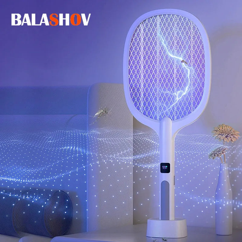 Electric Fly Swatter & Mosquito Trap Lamp – Handheld, Rechargeable, Safe Insect Killer for Home, Office, Patio & Camping