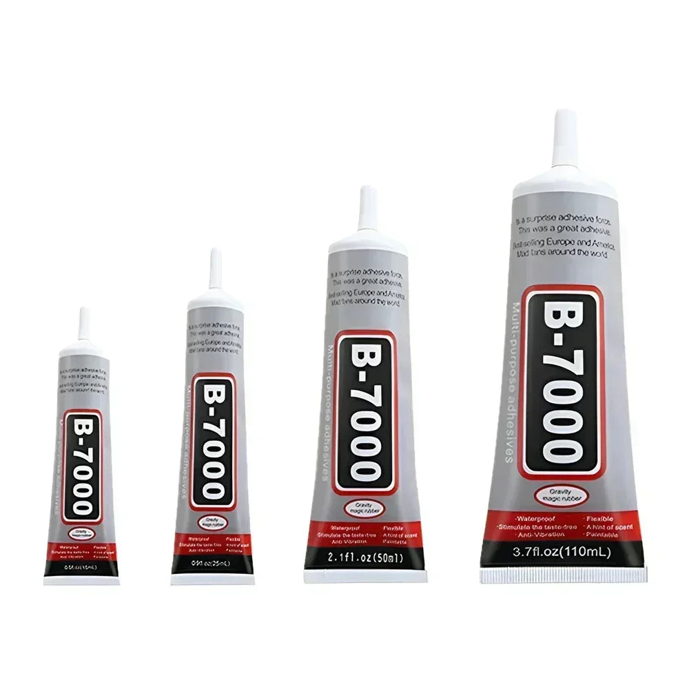 B‑7000 Clear Contact Adhesive – Universal DIY Repair Glue & T7000 Precision‑Tip Applicator for Glass & Plastic Bonding