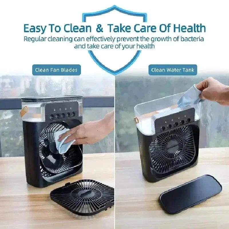 3-in-1 Portable Air Cooler, Humidifier & LED Night Light – Mini Air Conditioner Fan for Home & Office Use