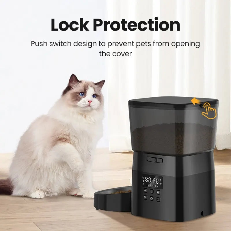 ROJECO Automatic Pet Feeder – Smart Dry Food Dispenser for Cats & Dogs with Button Control and Scheduled Feeding