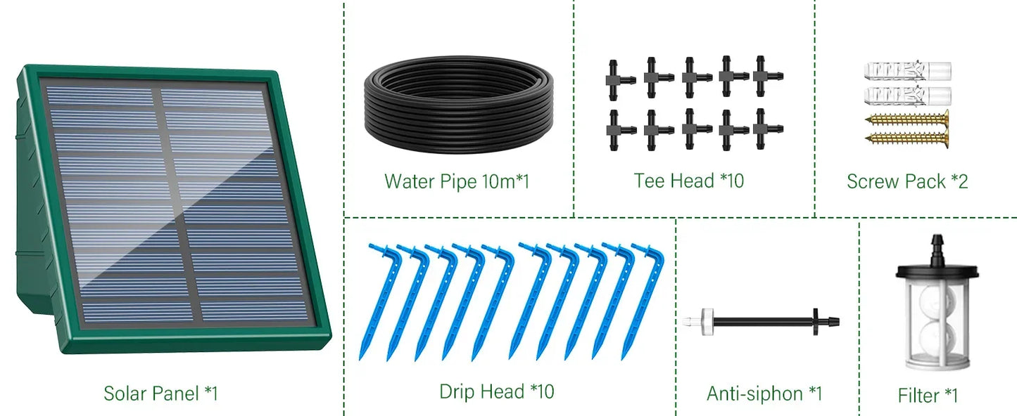 Solar Automatic Drip Irrigation System – DIY Garden & Balcony Watering Kit with Drip Hose