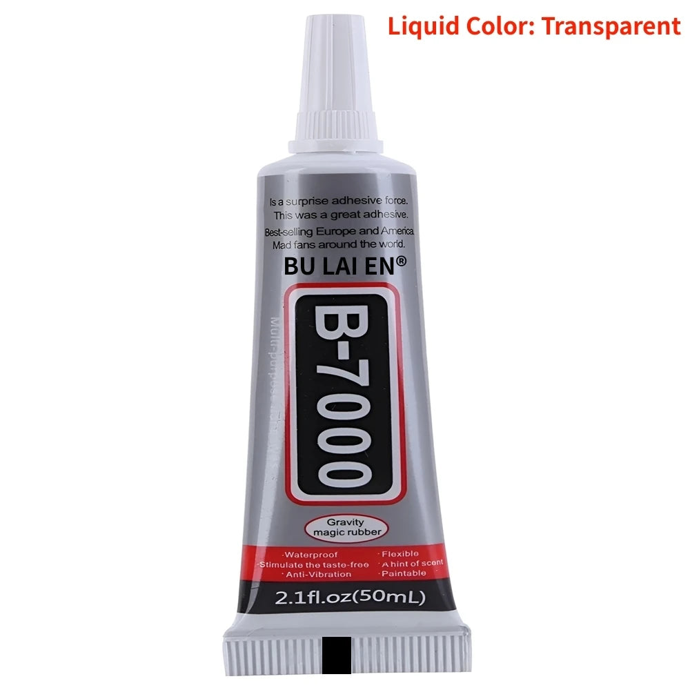 B‑7000 Clear Contact Adhesive – Universal DIY Repair Glue & T7000 Precision‑Tip Applicator for Glass & Plastic Bonding