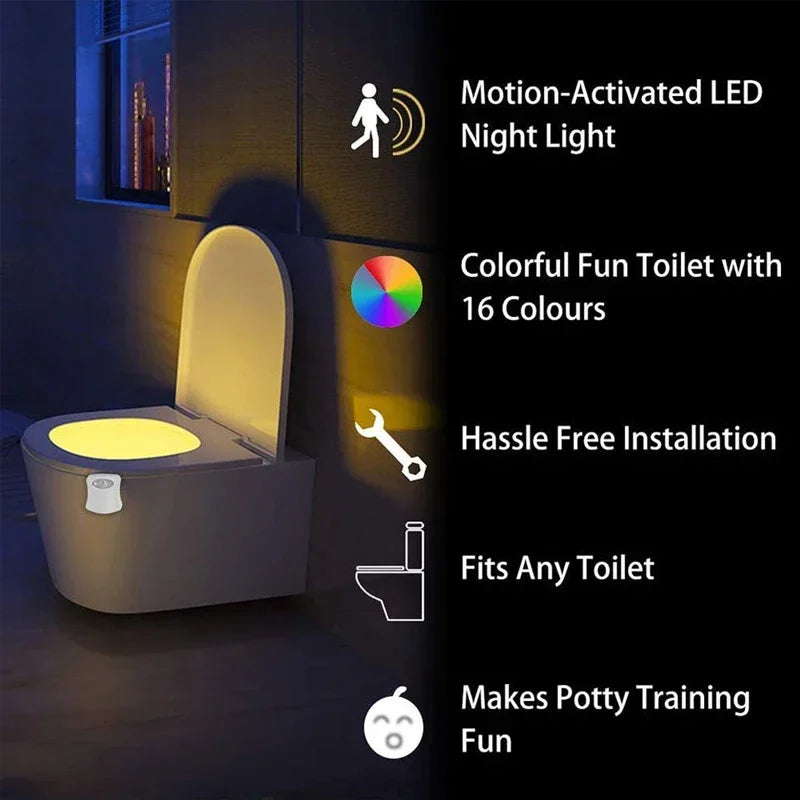 Waterproof backlight for toilet bowl with 16 colors or 8-color cycle