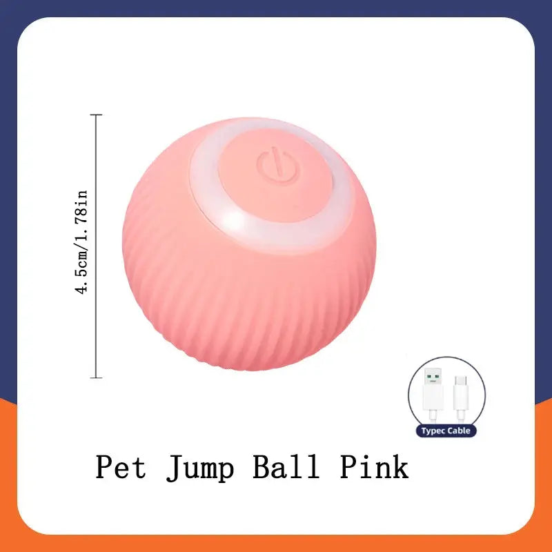 Colorful smart interactive pet ball with USB recharge, automatic bouncing and rolling features designed for dogs and cats to stimulate play and exercise