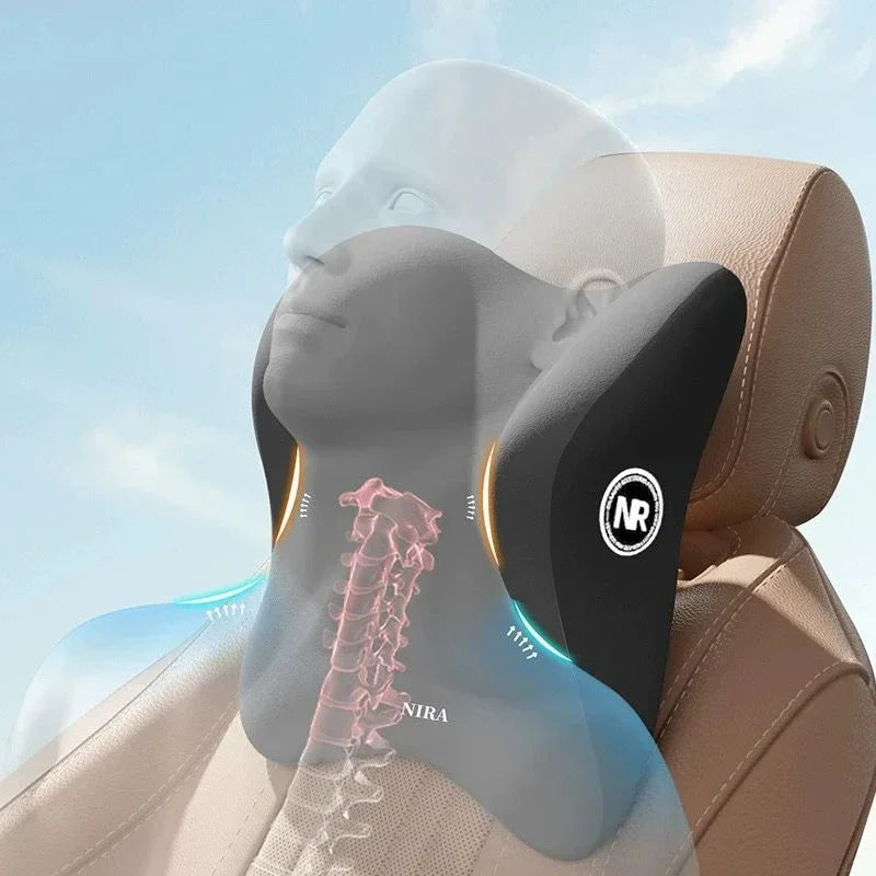Memory Foam Car Headrest & Lumbar Support Cushion – Universal Back & Neck Pillow for Comfort and Posture