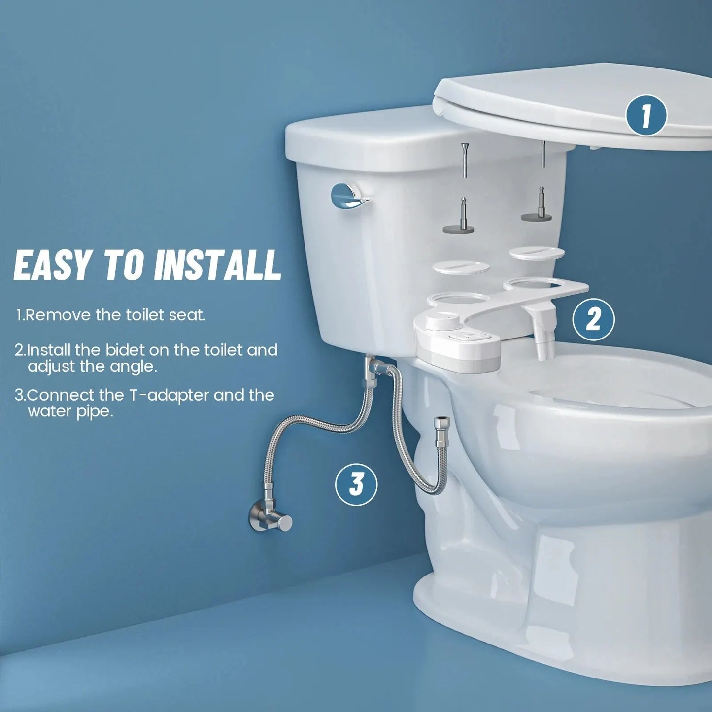 SAMODRA Non-Electric Bidet Attachment – Dual Self-Cleaning Nozzles for Front & Rear Wash | Easy-to-Install Toilet Seat Water Sprayer
