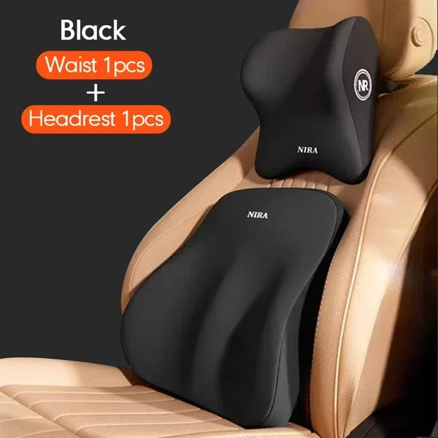 Memory Foam Car Headrest & Lumbar Support Cushion – Universal Back & Neck Pillow for Comfort and Posture