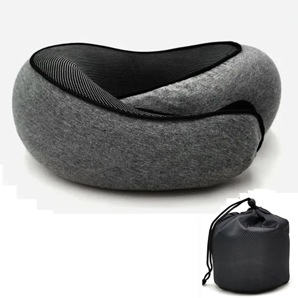 Travel Neck Pillow – Memory Foam U-Shaped Snail Style | Portable, Adjustable & Soft Neck Support for Airplane, Car & Office Naps