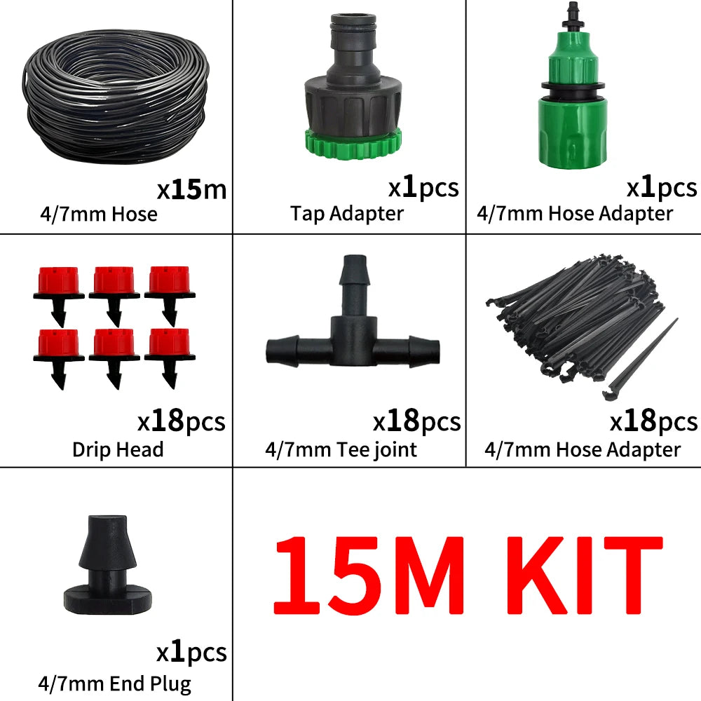 Portable Micro Drip Irrigation System – Automatic Garden Watering Kit with Adjustable Drippers & Misting Hose