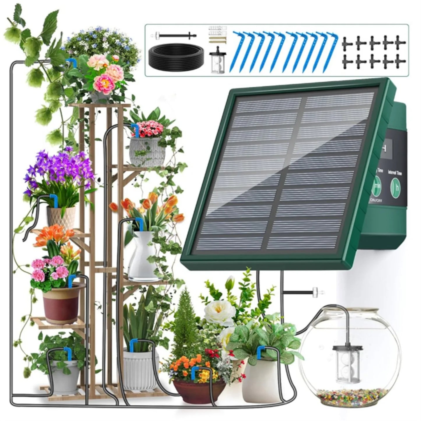 Solar Automatic Drip Irrigation System – DIY Garden & Balcony Watering Kit with Drip Hose