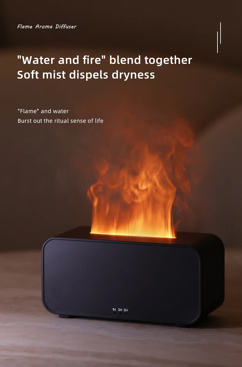 KINSCOTER Colorful Flame Aroma Diffuser & Air Humidifier – Ultrasonic Cool Mist with Timer