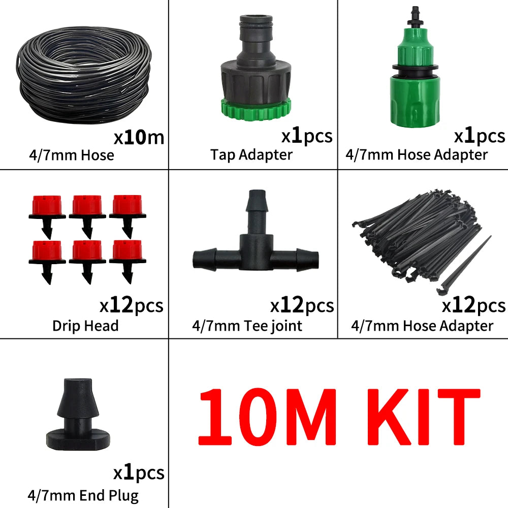 Portable Micro Drip Irrigation System – Automatic Garden Watering Kit with Adjustable Drippers & Misting Hose