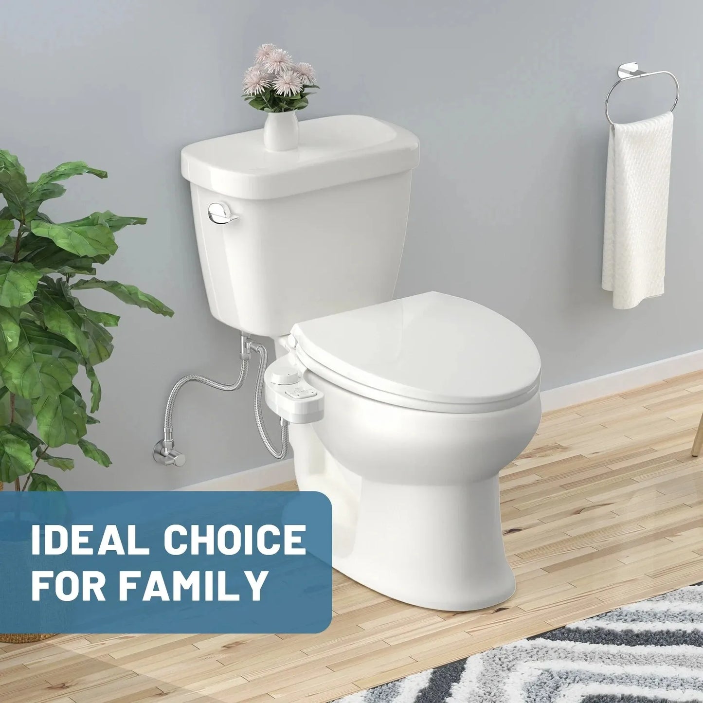 SAMODRA Non-Electric Bidet Attachment – Dual Self-Cleaning Nozzles for Front & Rear Wash | Easy-to-Install Toilet Seat Water Sprayer