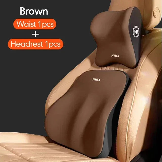 Memory Foam Car Headrest & Lumbar Support Cushion – Universal Back & Neck Pillow for Comfort and Posture