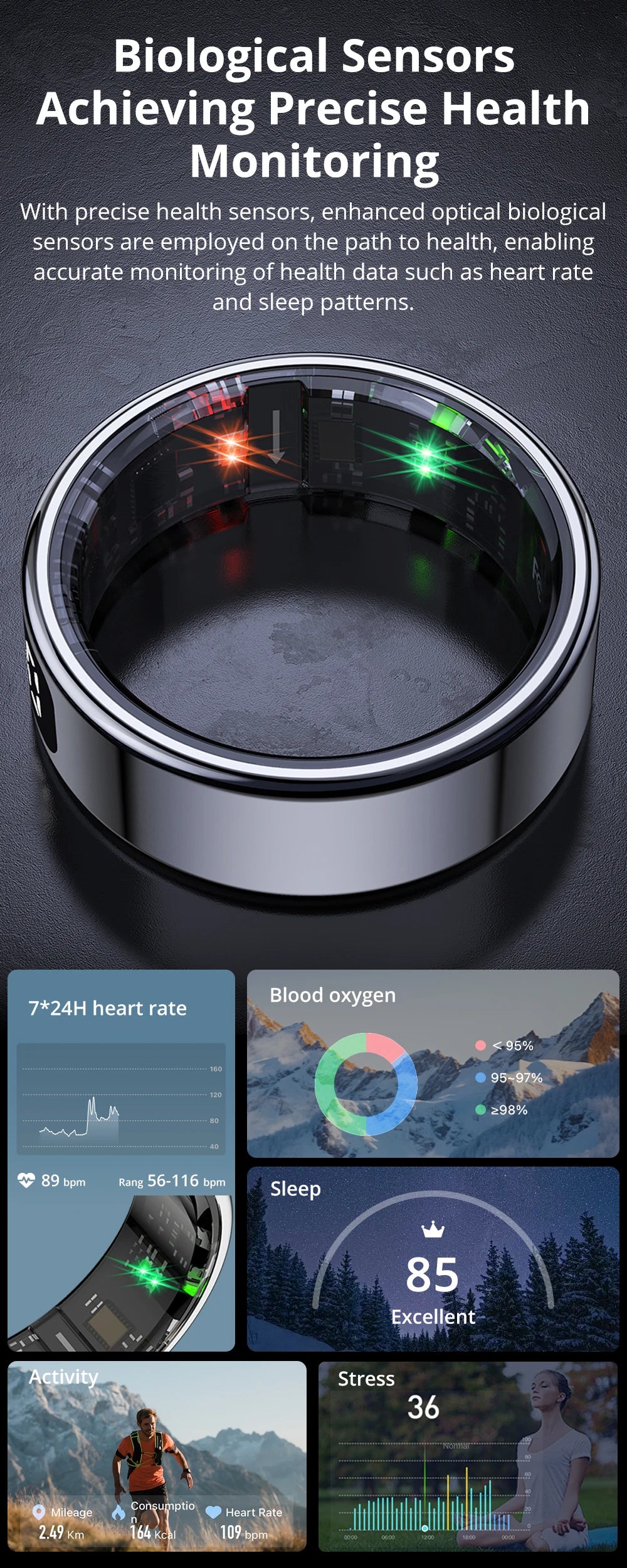 COLMI R12 Smart Ring – Touch Screen, Wireless Charging & Health Tracker, 5ATM Waterproof for Men & Women