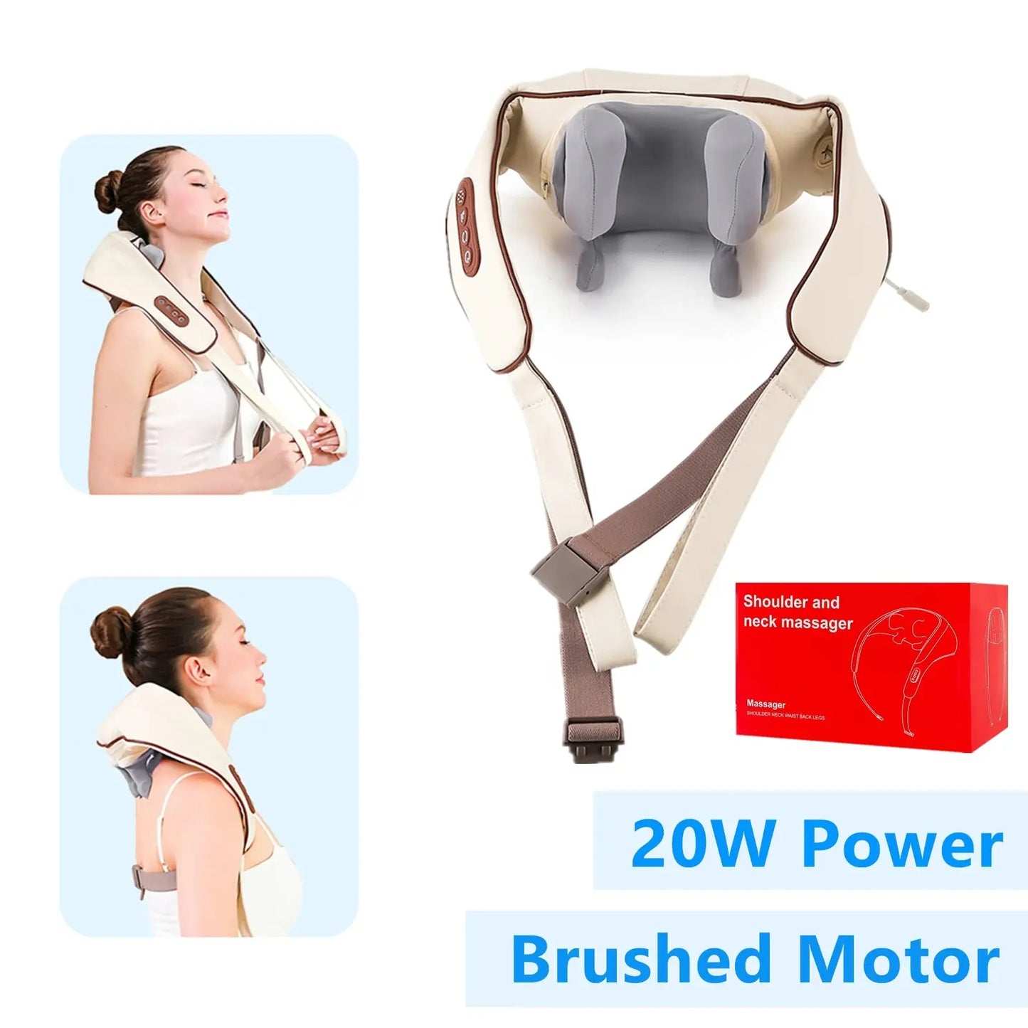 Wireless Brushless Motor Neck & Shoulder Massager – Deep Kneading Massage Shawl for Back, Neck & Shoulder Pain Relief WRLDEU SHOP