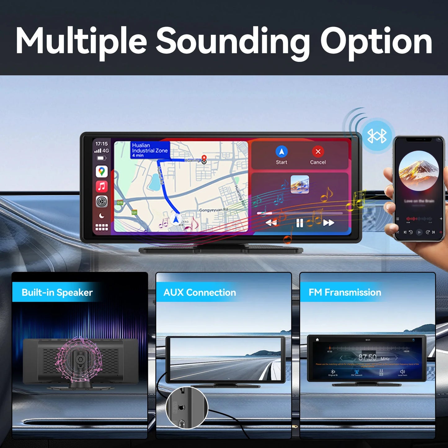 Universal Wireless CarPlay & Android Auto Touchscreen – Portable Car Display