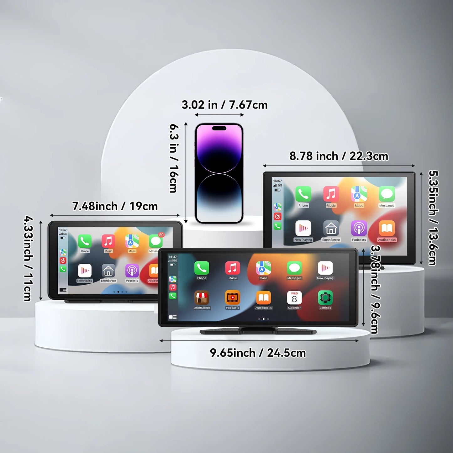 Universal Wireless CarPlay & Android Auto Touchscreen – Portable Car Display