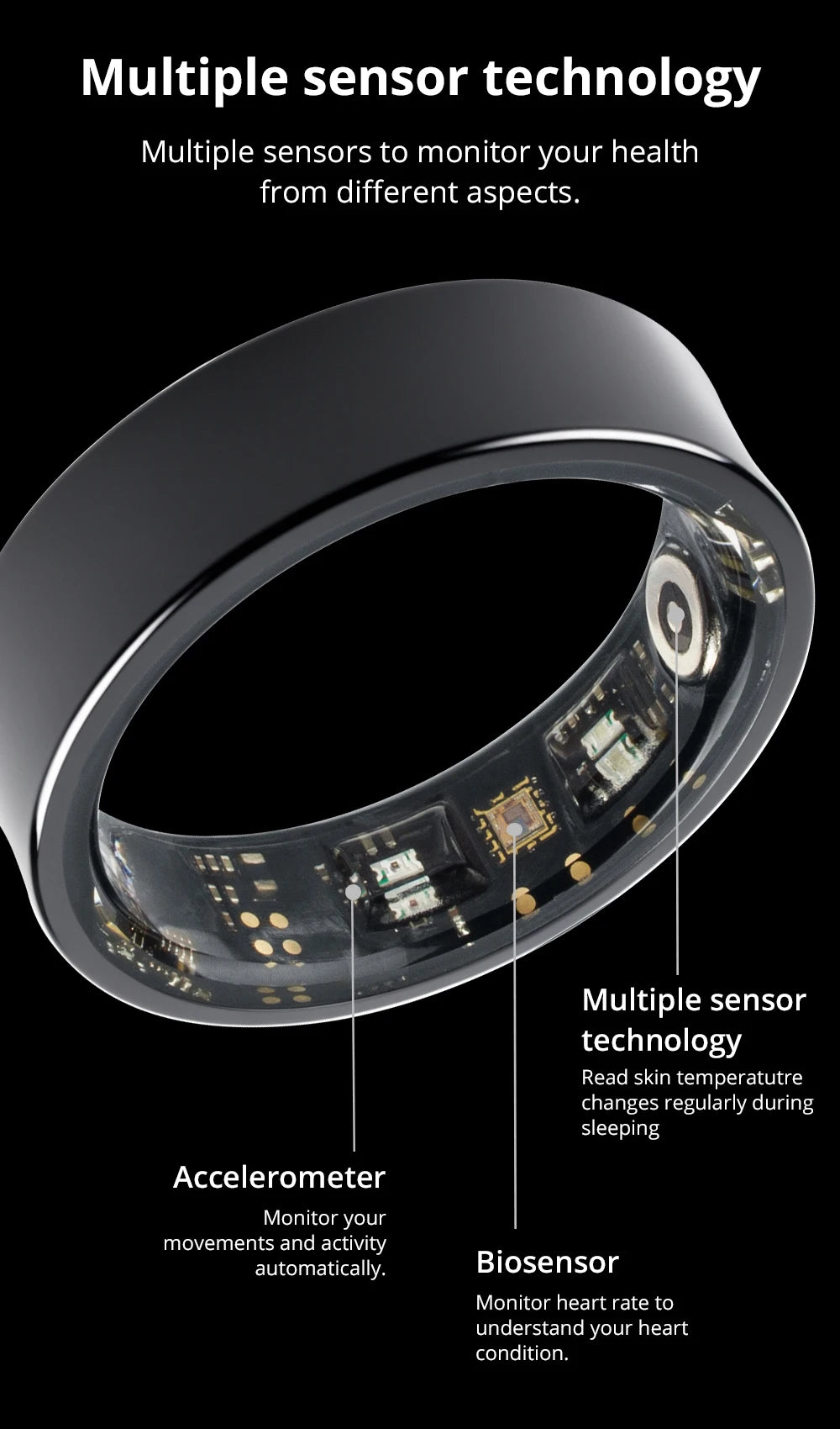 COLMI R09 Smart Ring with Charging Case – Body Temperature, Health & Sleep Monitor