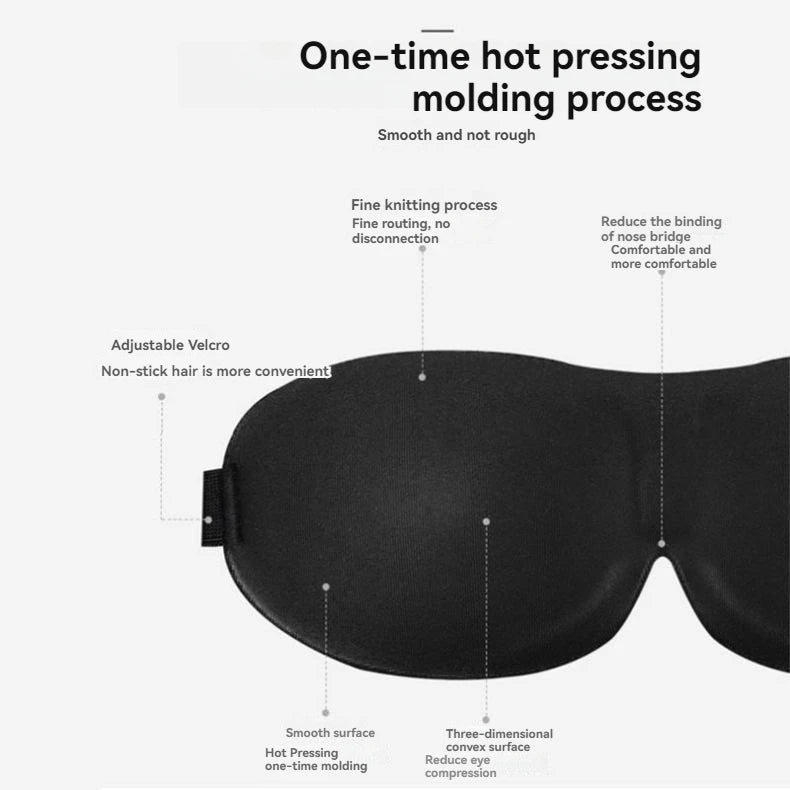 3D Contoured Blackout Sleep Mask – No Nose Pressure, Non-Marking, Lightweight Eye Mask for Students, Travel & Naps