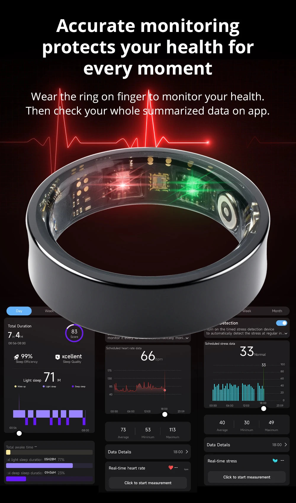 COLMI R09 Smart Ring with Charging Case – Body Temperature, Health & Sleep Monitor