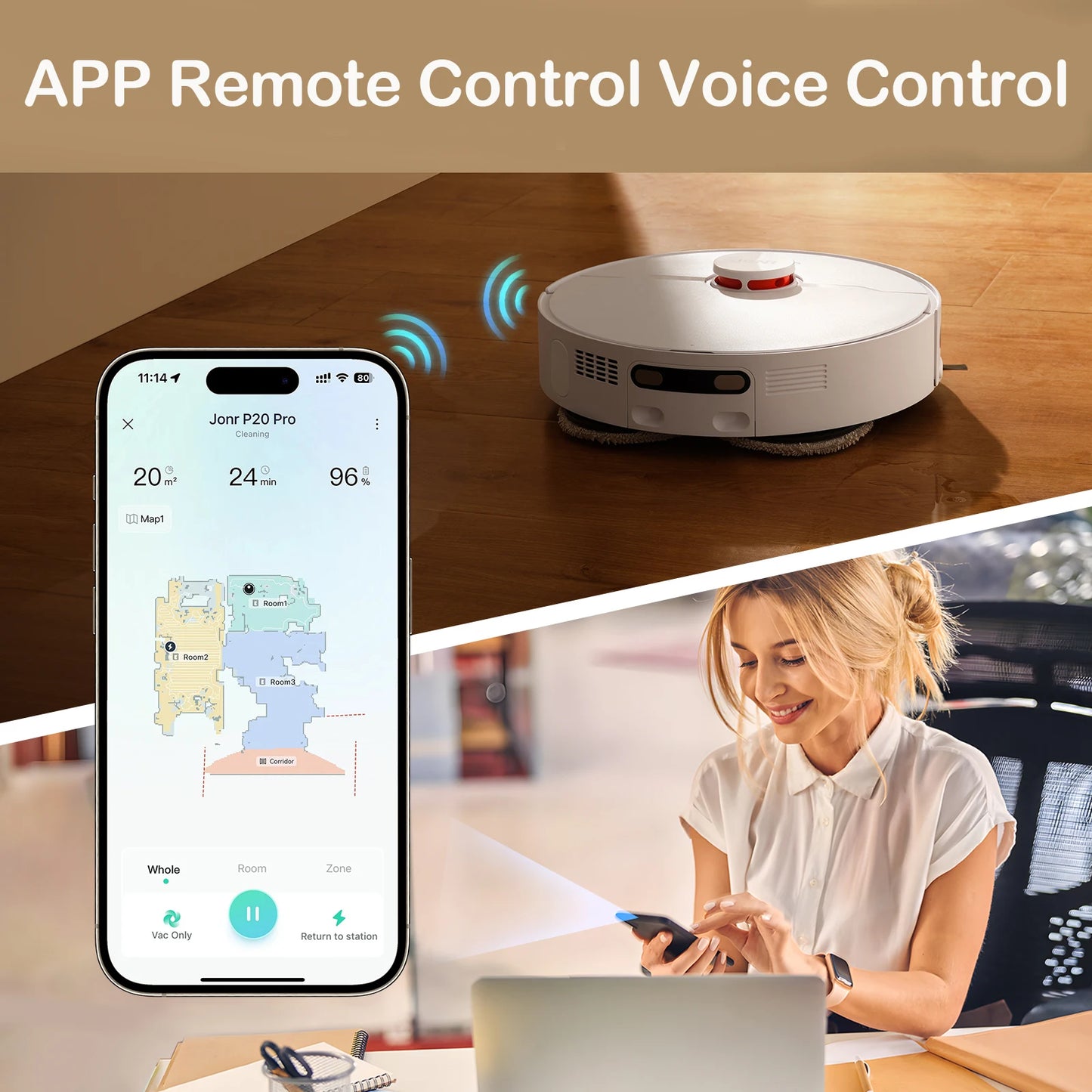 JONR P20 Pro Robot Vacuum | 3-in-1 Mopping, Vacuuming & Drying with Auto Dust Collection & Self-Drainage System
