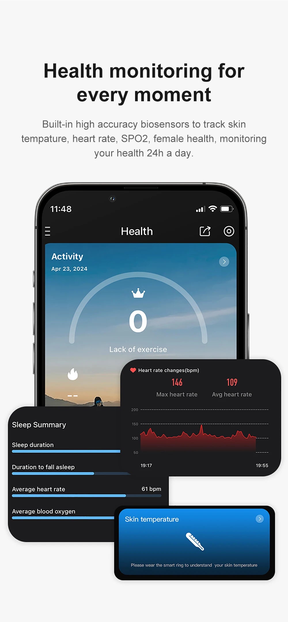 COLMI R09 Smart Ring with Charging Case – Body Temperature, Health & Sleep Monitor