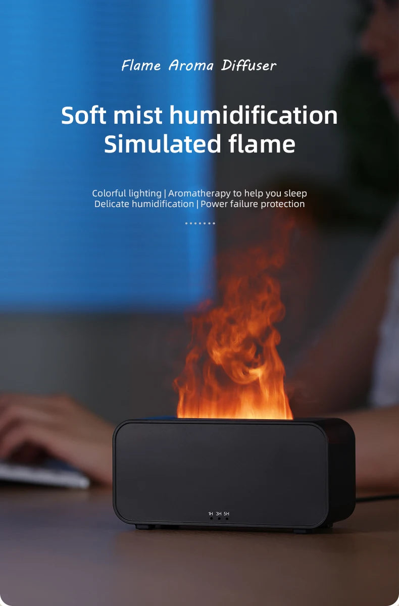 KINSCOTER Colorful Flame Aroma Diffuser & Air Humidifier – Ultrasonic Cool Mist with Timer