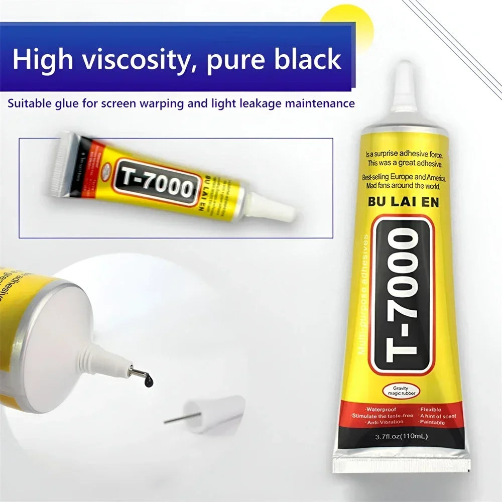B‑7000 Clear Contact Adhesive – Universal DIY Repair Glue & T7000 Precision‑Tip Applicator for Glass & Plastic Bonding