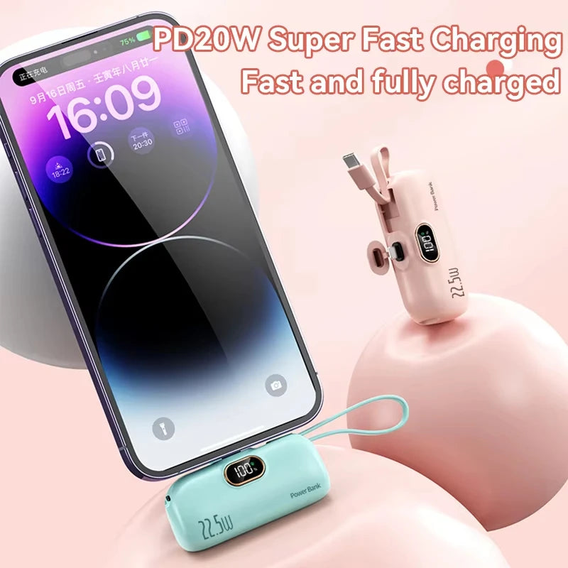 Mini Capsule Power Bank – Ultra-Compact Fast Charger & Emergency External Battery for iPhone and Android