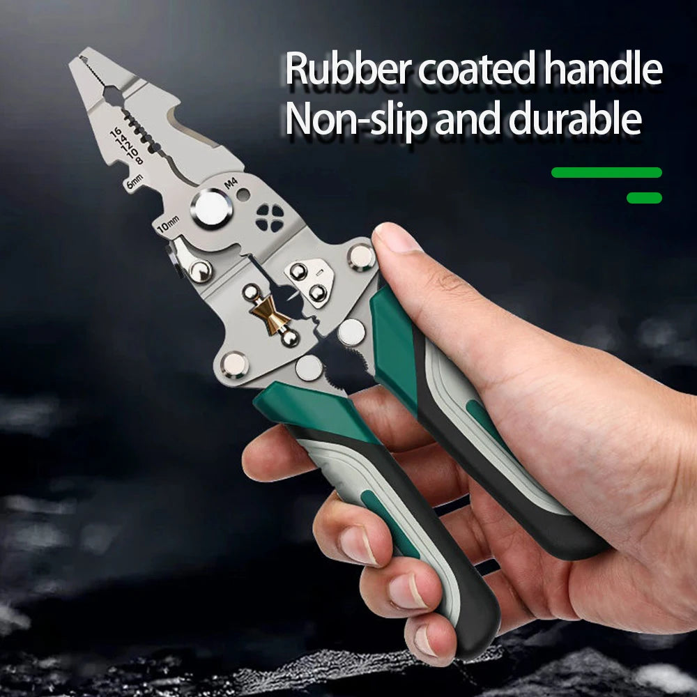 Foldable Wire Stripper & Crimping Tool – Multi-Function Electrician Pliers with Pulley Design for Cutting, Stripping & Wire Winding